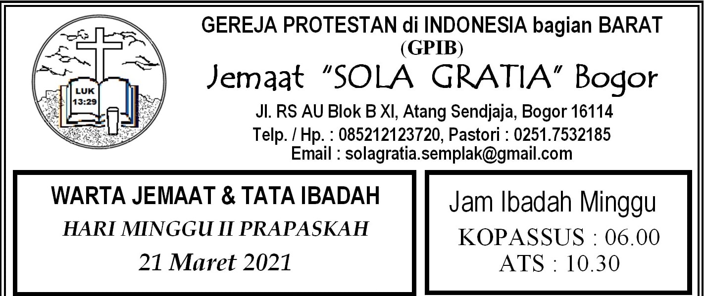 Read more about the article Warta Jemaat Minggu, 21 Maret 2021
