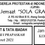 Warta Jemaat Minggu, 28 Maret 2021