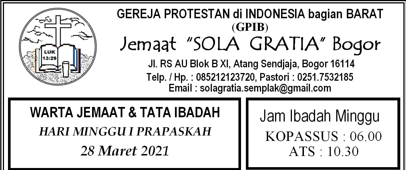Read more about the article Warta Jemaat Minggu, 28 Maret 2021
