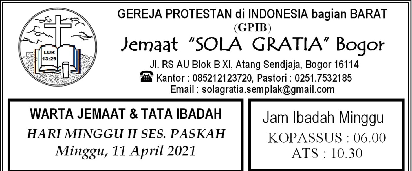Read more about the article Warta Jemaat Minggu, 11 April 2021