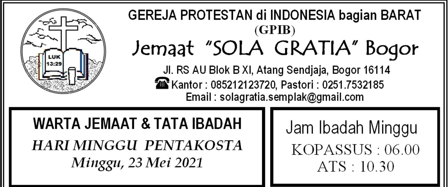 Read more about the article Warta jemaat Minggu, 23 Mei 2021