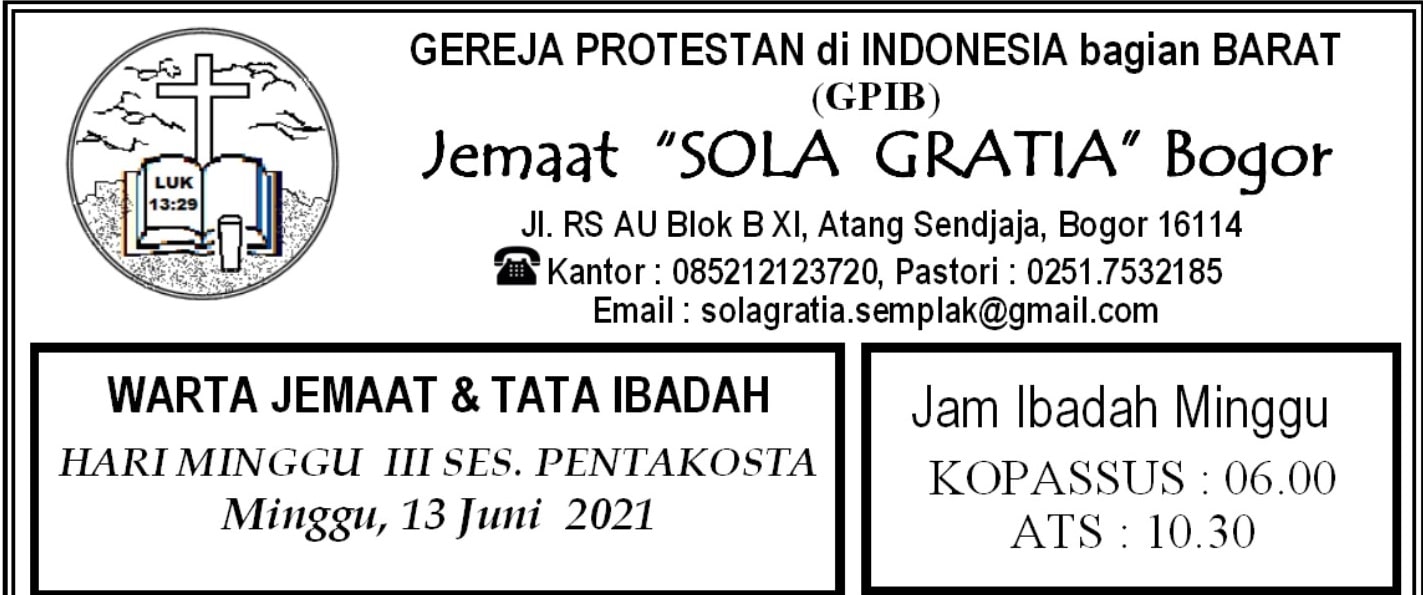 Read more about the article Warta Jemaat Minggu, 13 Juni 2021