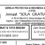 Warta Jemaat Minggu, 20 Oktober 2019
