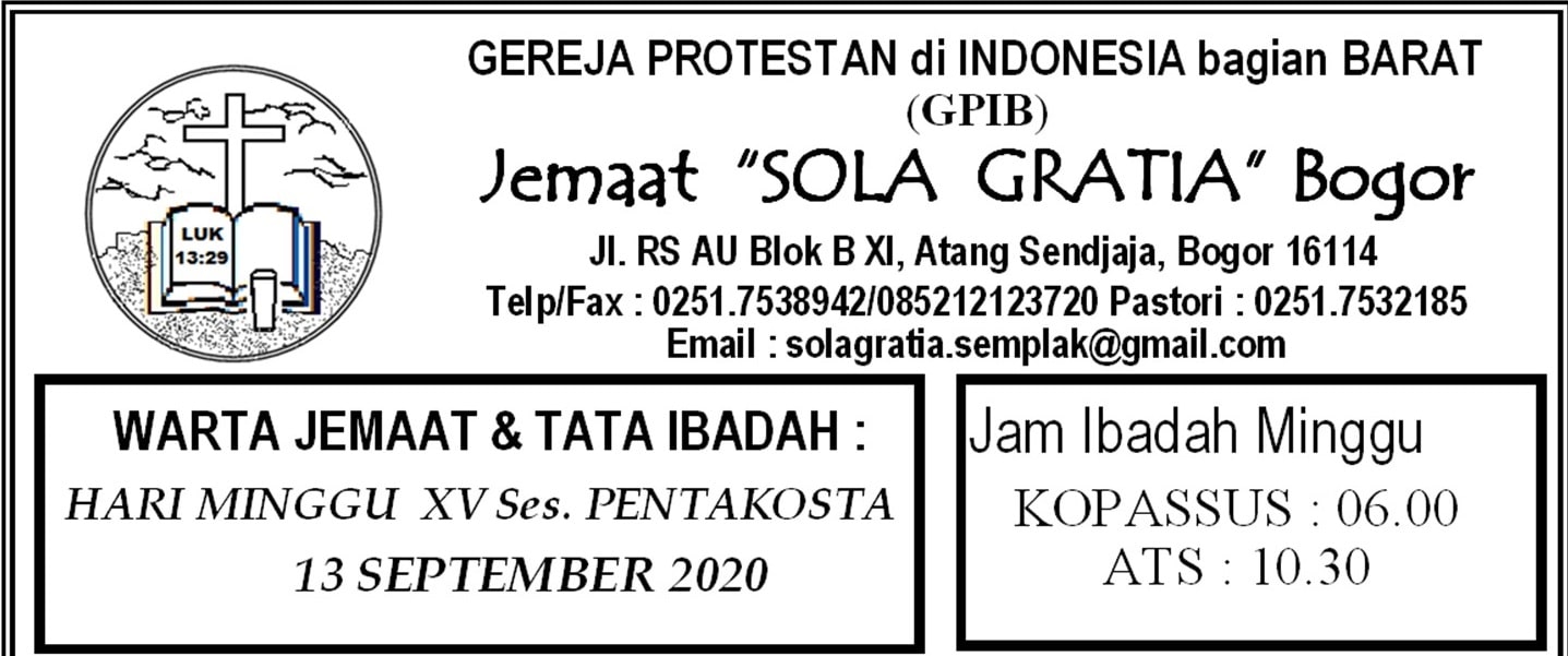 Read more about the article Warta Jemaat Minggu, 13 September 2020