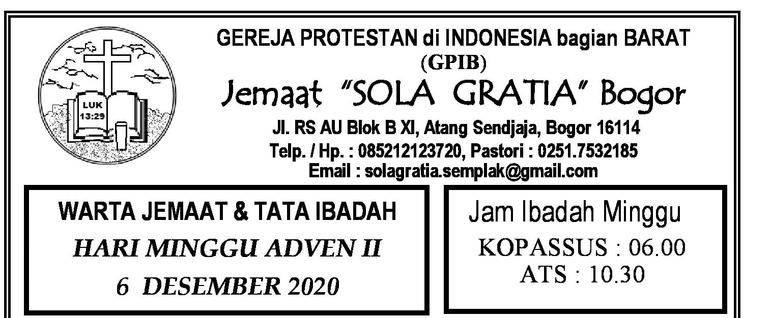 Read more about the article Warta Jemaat Minggu, 06 Desember 2020