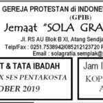 Warta Jemaat Minggu, 27 Oktober 2019