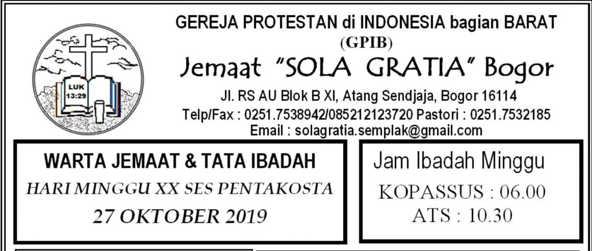Read more about the article Warta Jemaat Minggu, 27 Oktober 2019