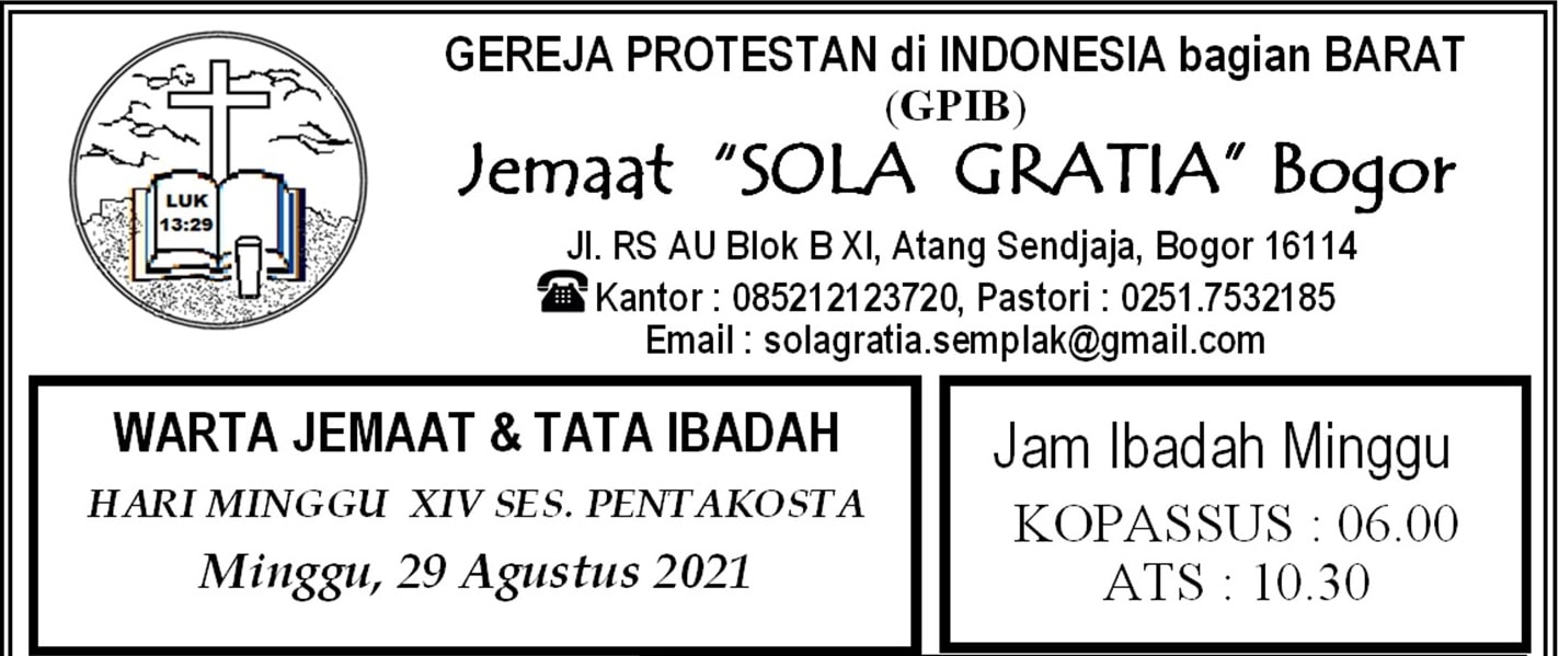 Read more about the article Warta Jemaat, Minggu 29 Agustus 2021