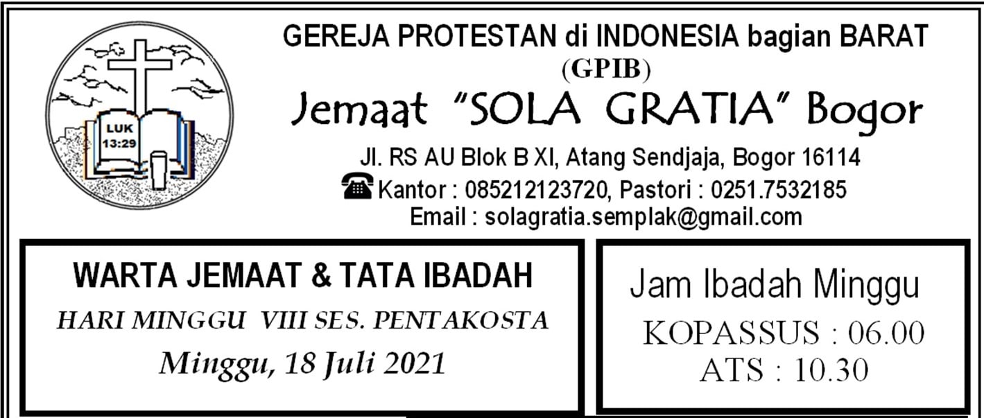Read more about the article Warta Jemaat, Minggu 18 Juli 2021