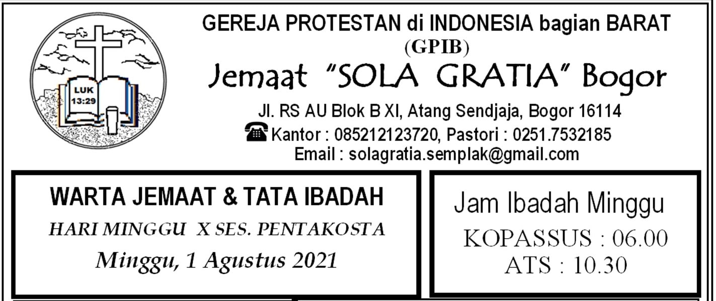 Read more about the article Warta Jemaat, Minggu 01 Agustus 2021