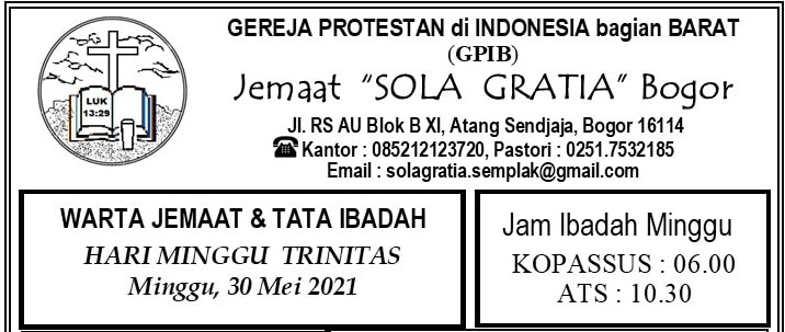 Read more about the article Warta Jemaat, Minggu 30 Mei 2021